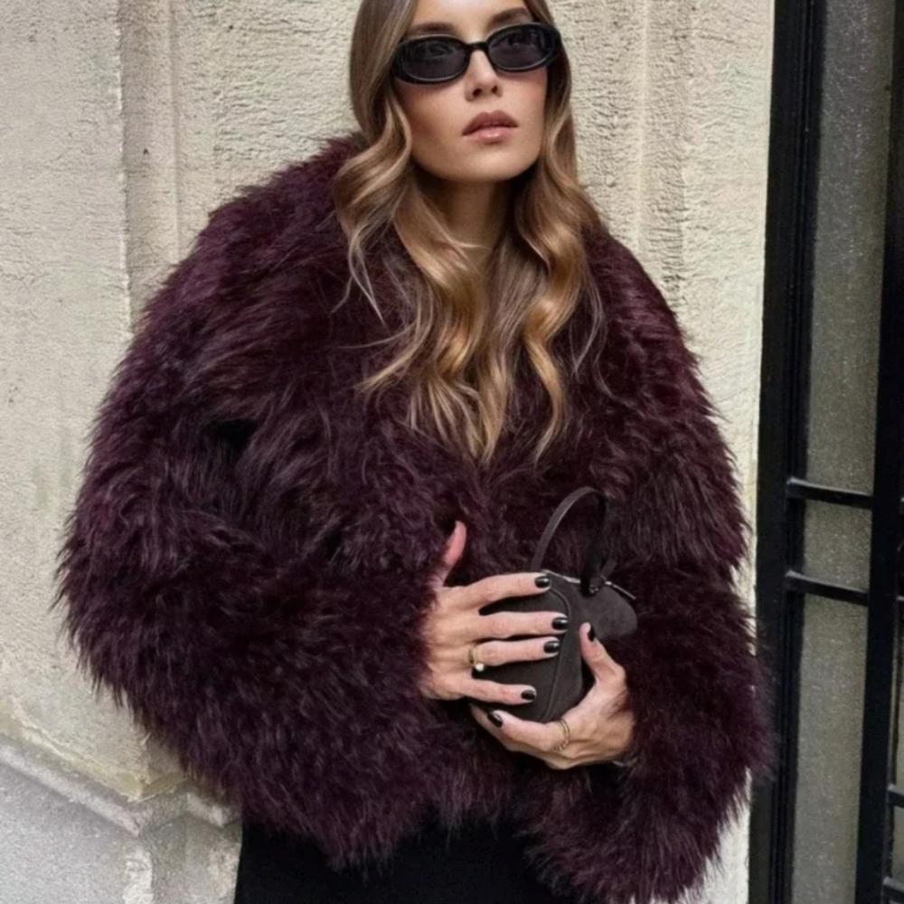 Luxury Fluffy Faux Fur Jacket Coat Women 2024 Autumn Winter